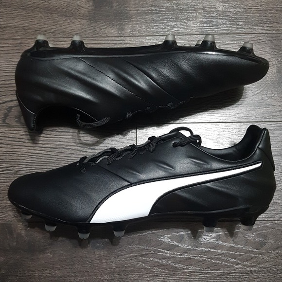 PUMA Vegan King Pro 21 SL FG Soccer Cleats Mens 11.5 Black‎ White